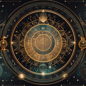 illustration poster, moon, celestial symbols, glowing accents